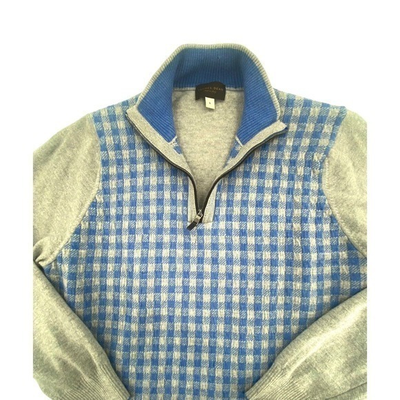 Thomas Dean Retro Sweater Extra Fine Merino Wool Gingham Check Mens Large - Picture 6 of 11